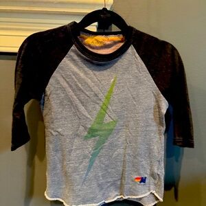 Aviator Nation Kids Lightning Bolt Tee - Black and Gray
